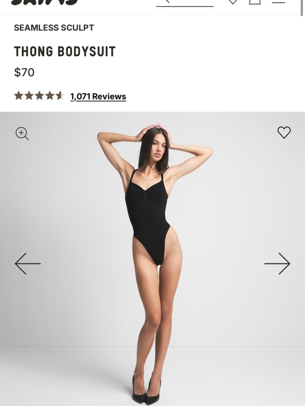 SKIMS Black Seamless Thong Bodysuit